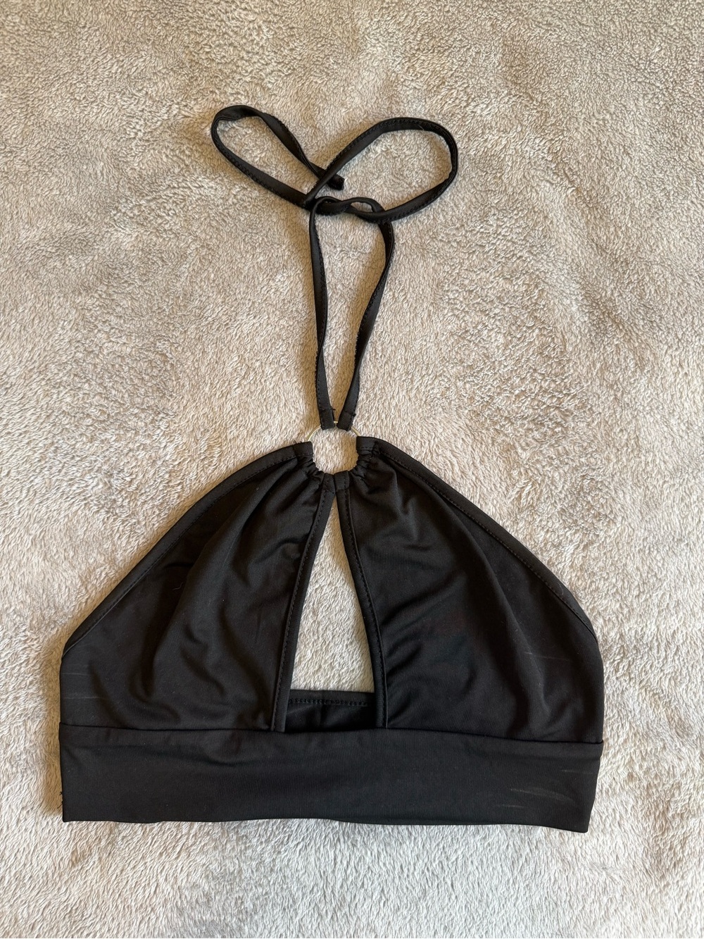 SHEIN Black Halter Bandeau Bralette with Center Ring